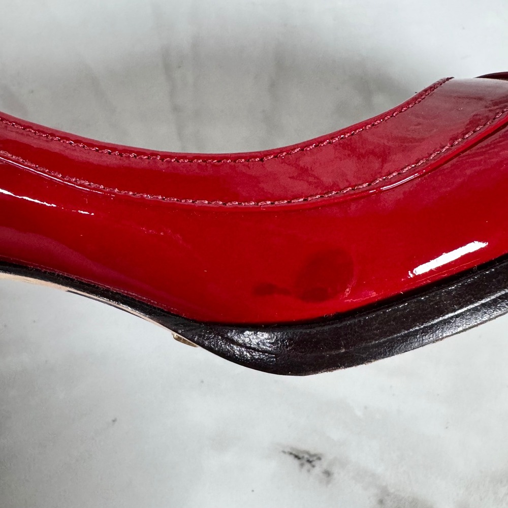 Cole Haan Nike Air Red Patent Leather Peep Toe Pumps Heels Size 6B - Picture 3 of 12